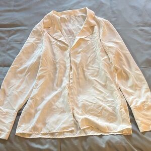 Abercrombie & Fitch Cream Satin Button-Up Top